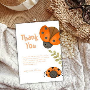 Summer Watercolor Little Ladybug Baby Shower Thank You Card