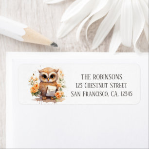 Summer Watercolor Owl - Return Address