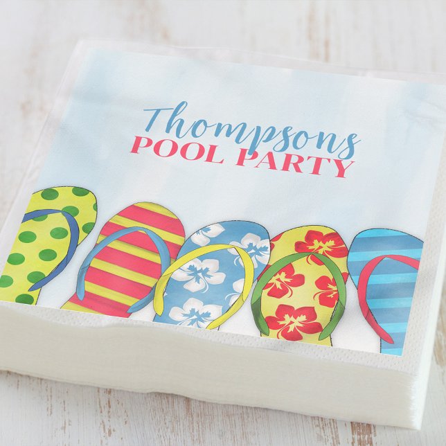 Summer Watercolor Pool Party Custom Napkin (Creator Uploaded)