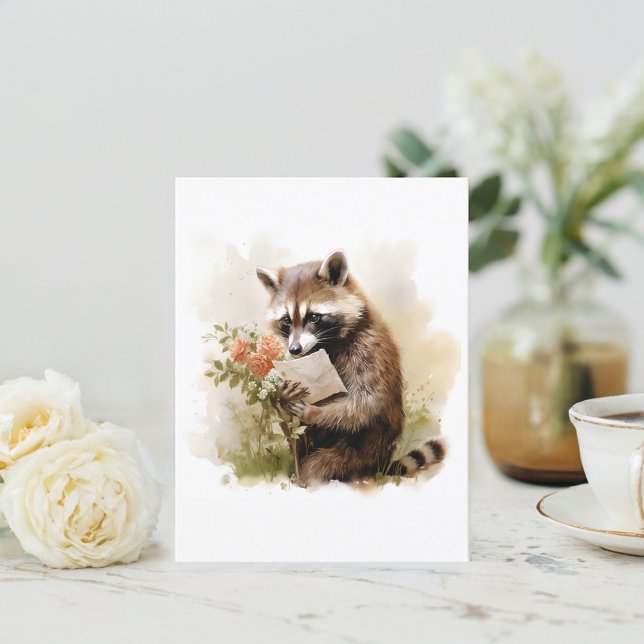Summer Watercolor Racoon -  Postcard (Creator Uploaded)