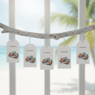 Summer Watercolor Rainbow Flip Flops Gift Tag