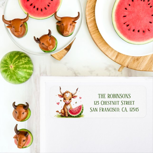 Summer Watercolor Texas Longhorn Calf Watermelon (Creator Uploaded)