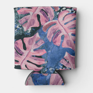 Summer Watercolor Tropical Grunge Pattern Can Cooler