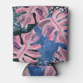 Summer Watercolor Tropical Grunge Pattern Can Cooler