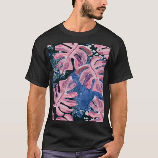 Summer Watercolor Tropical Grunge Pattern T-Shirt (Front)
