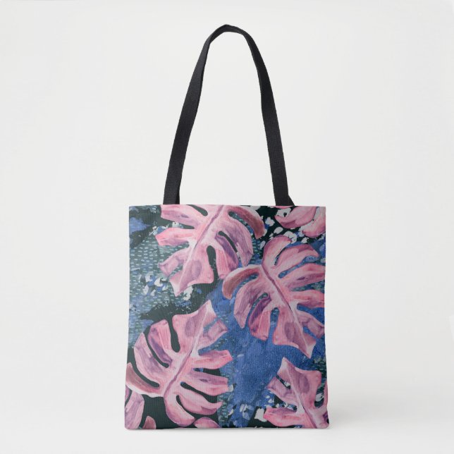 Summer Watercolor Tropical Grunge Pattern Tote Bag (Front)