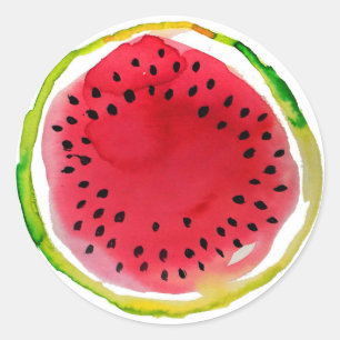 Summer Watercolor Watermelon Classic Round Sticker