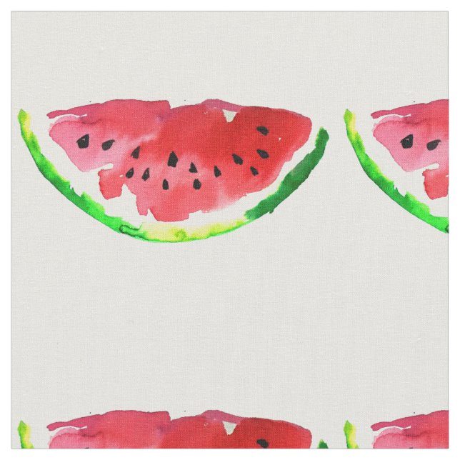 Summer Watercolor Watermelon Fabric (Close Up)