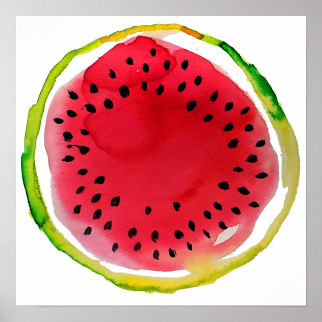 Summer Watercolor Watermelon Poster (Front)
