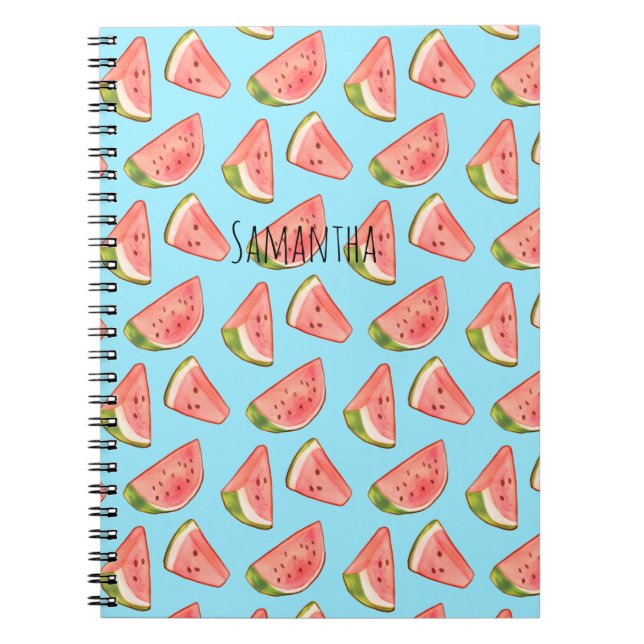 Summer Watercolor Watermelon Slices Notebook (Front)