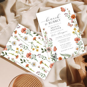 Summer Watercolor Wildflower Brunch Bridal Shower Invitation