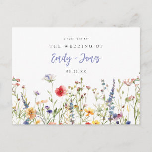 Summer Watercolor Wildflower Wedding RSVP Postcard