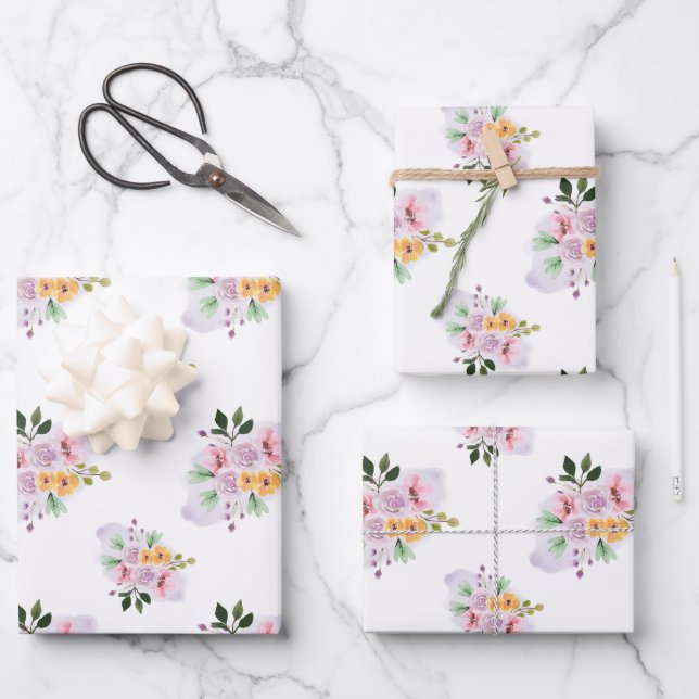 Summer Watercolors Wrapping Paper Sheet (Front)