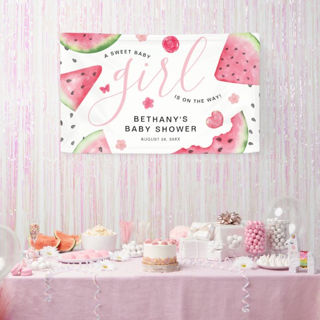 Summer Watermelon 'A Sweet Baby' Girl Baby Shower Banner (Party)