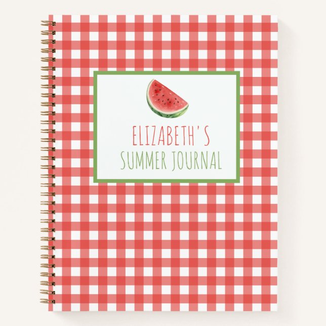 Summer Watermelon and Red Gingham Plaid Notebook (Front)