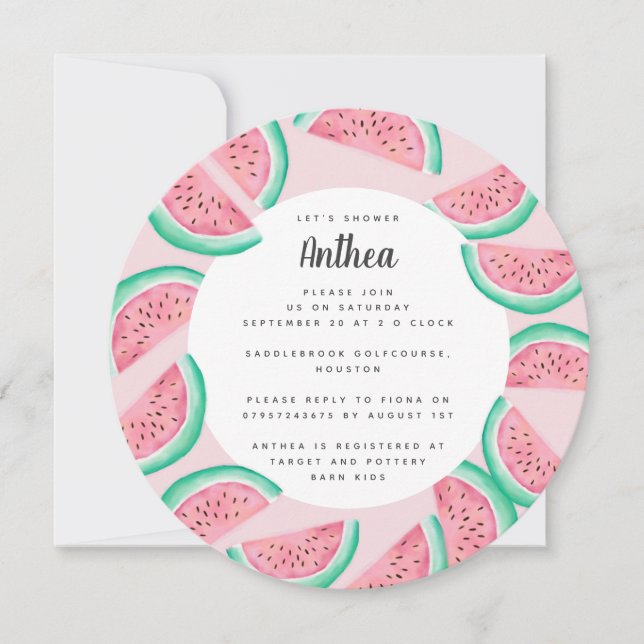 SUMMER WATERMELON BABY SHOWER INVITE (Front)