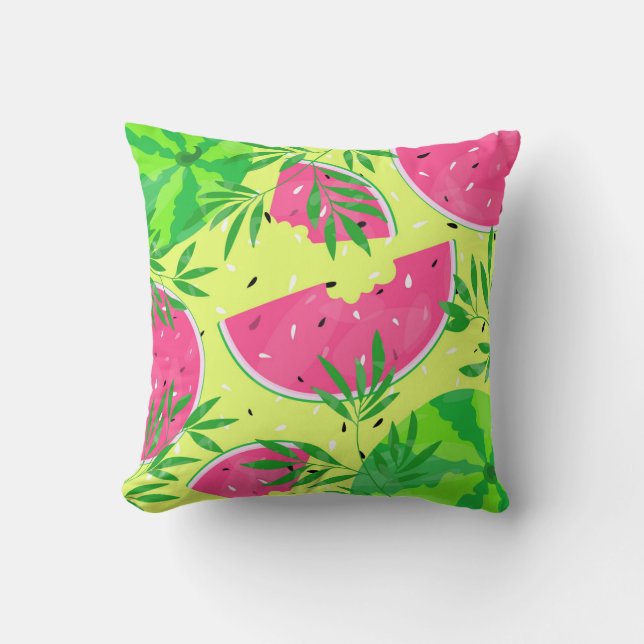 Summer Watermelon Branches Bright Tropical Cushion (Front)