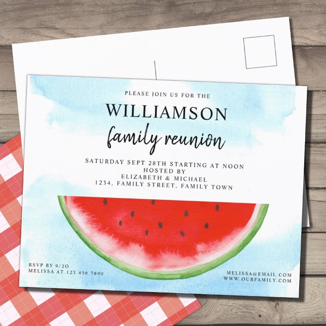 Summer Watermelon Family Reunion  Announcement Postcard (Creator Uploaded)