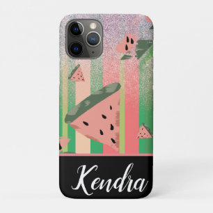 Summer Watermelon Illustration Stripes Sparkle Case-Mate iPhone Case