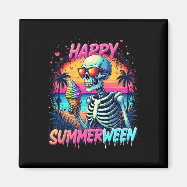 Summer Watermelon Jack-o-lantern Happy Summerween  Magnet (Front)