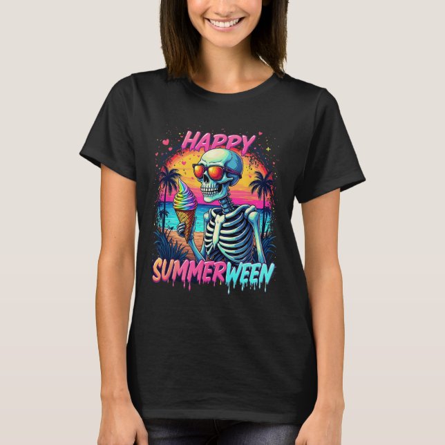 Summer Watermelon Jack-o-lantern Happy Summerween  T-Shirt (Front)