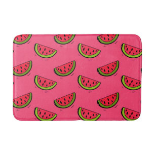 Summer Watermelon on Pink Pattern Bath Mat