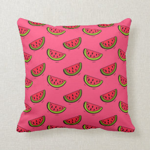 Summer Watermelon on Pink Pattern Cushion