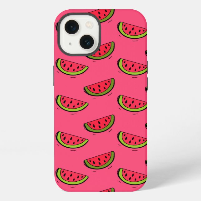 Summer Watermelon on Pink Pattern iPhone Case (Back)