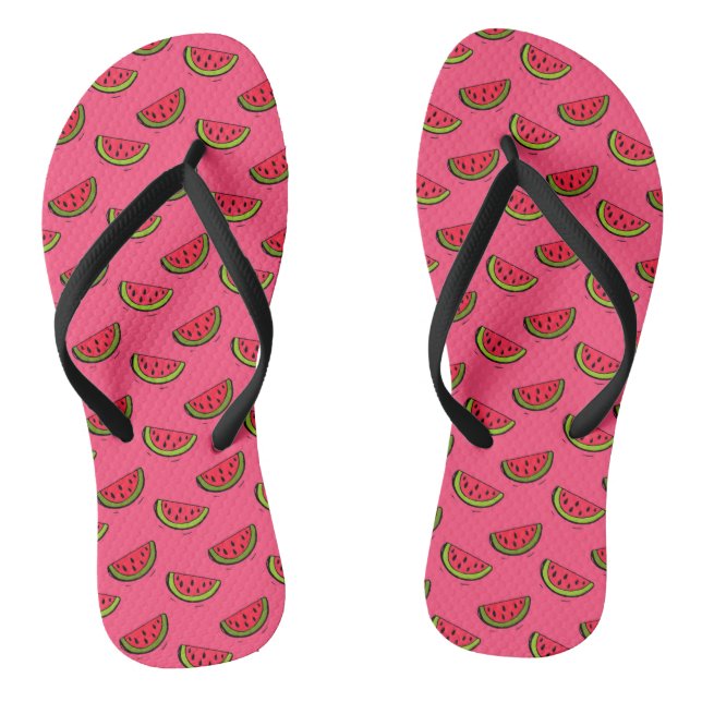 Summer Watermelon on Pink Pattern Jandals (Footbed)