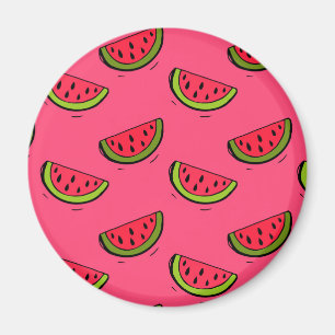 Summer Watermelon on Pink Pattern Magnet