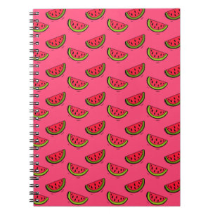 Summer Watermelon on Pink Pattern Spiral Notebook