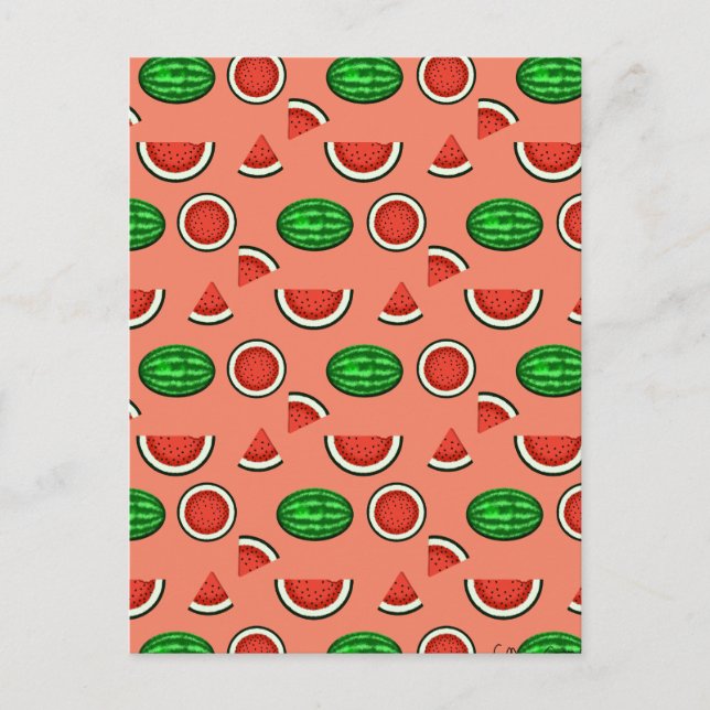 Summer Watermelon Pattern Postcard (Front)