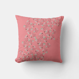 Summer Watermelon Pink Ice Cream Seeds Pattern Cushion