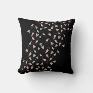 Summer Watermelon Pink Ice Cream Seeds Pattern Cushion