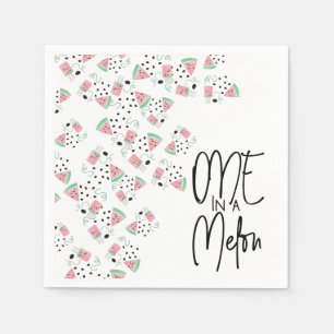 Summer Watermelon Seed Swirl Illustration Party Napkin