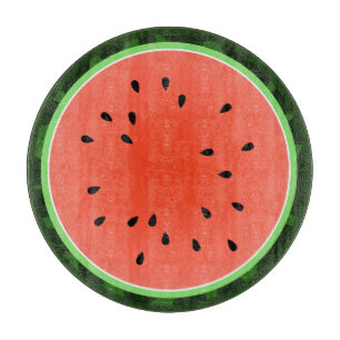 Summer Watermelon Slice Round Glass Cutting Board