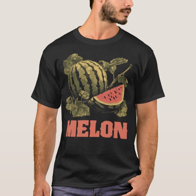 Summer Watermelon Slice Tropical Fruit Design T-Shirt (Front)