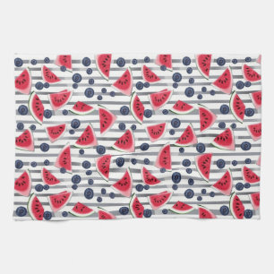 Summer Watermelon Stripes Tea Towel