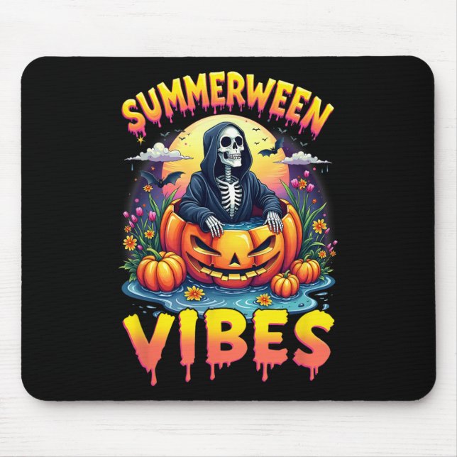 Summer Watermelon Summerween Vibes Skeleton Jack-o Mouse Pad (Front)
