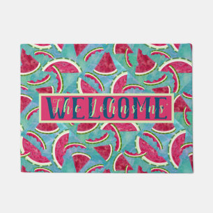 Summer Watermelon Watercolor Custom Welcome Doormat