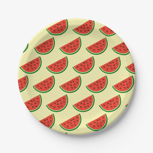 Summer Watermelon Yellow Gift Wrapping Paper Plate (Front)