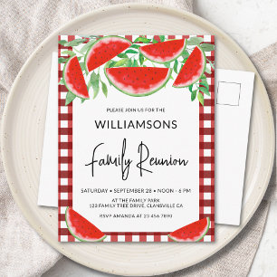Summer Watermelons Family Reunion  Invitation Postcard