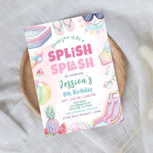 Summer Waterslide Girl Birthday Party Invitation