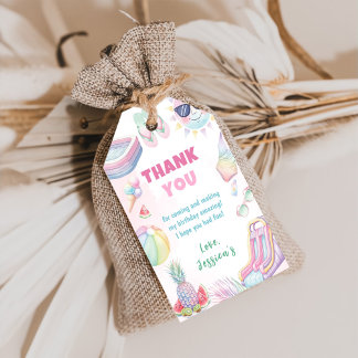 Summer Waterslide Girl Birthday Party Thank You Gift Tags