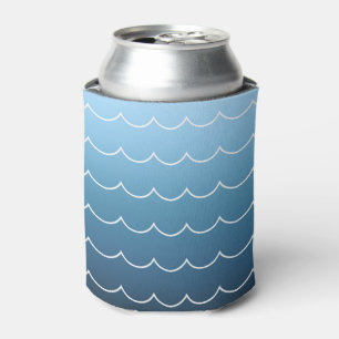 Summer Wave Pattern Light Blue to Navy Gradient Can Cooler