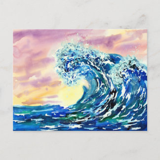 Summer Waves Sunset Postcard