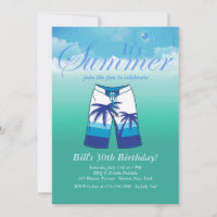 Summer Wear Masculine Birthday Party Invitation