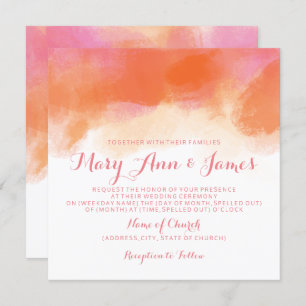 Summer Wedding Blush Pink Coral Watercolor Invitation