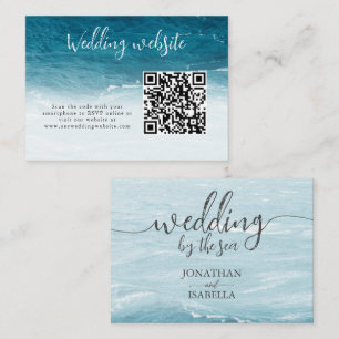 Summer wedding by the blue wavy sea ombre ocean enclosure card