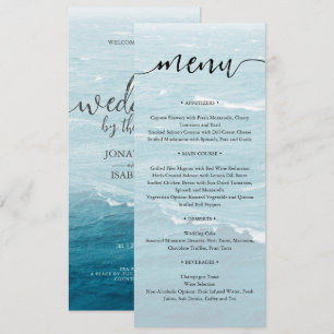 Summer wedding by the blue wavy sea ombre ocean menu